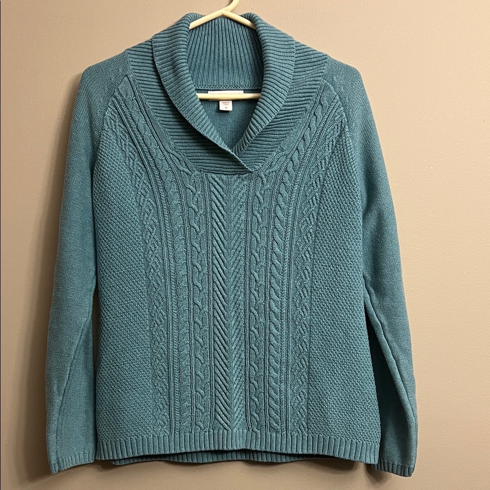 Coldwater Creek Teal Cowl Neck Sweater